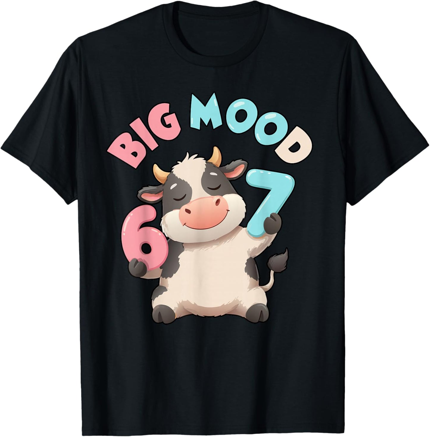 67 Cow Pun Six Seven Meme Moo Gen Z Alpha Humorous Farm T-Shirt - T-Shirt | Black