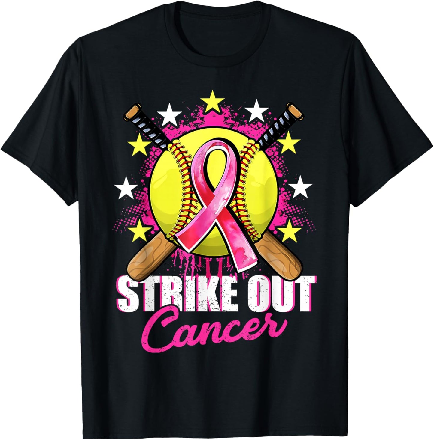 Strike Out Breast Cancer Warrior Softball Pink Ribbon Women T-Shirt - T-Shirt | Black