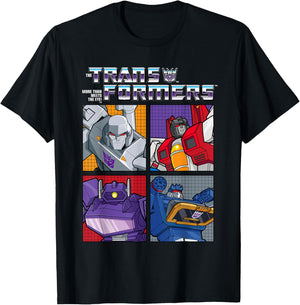 Transformers Retro Villainous Decepticon Grid T-Shirt - T-Shirt | Black
