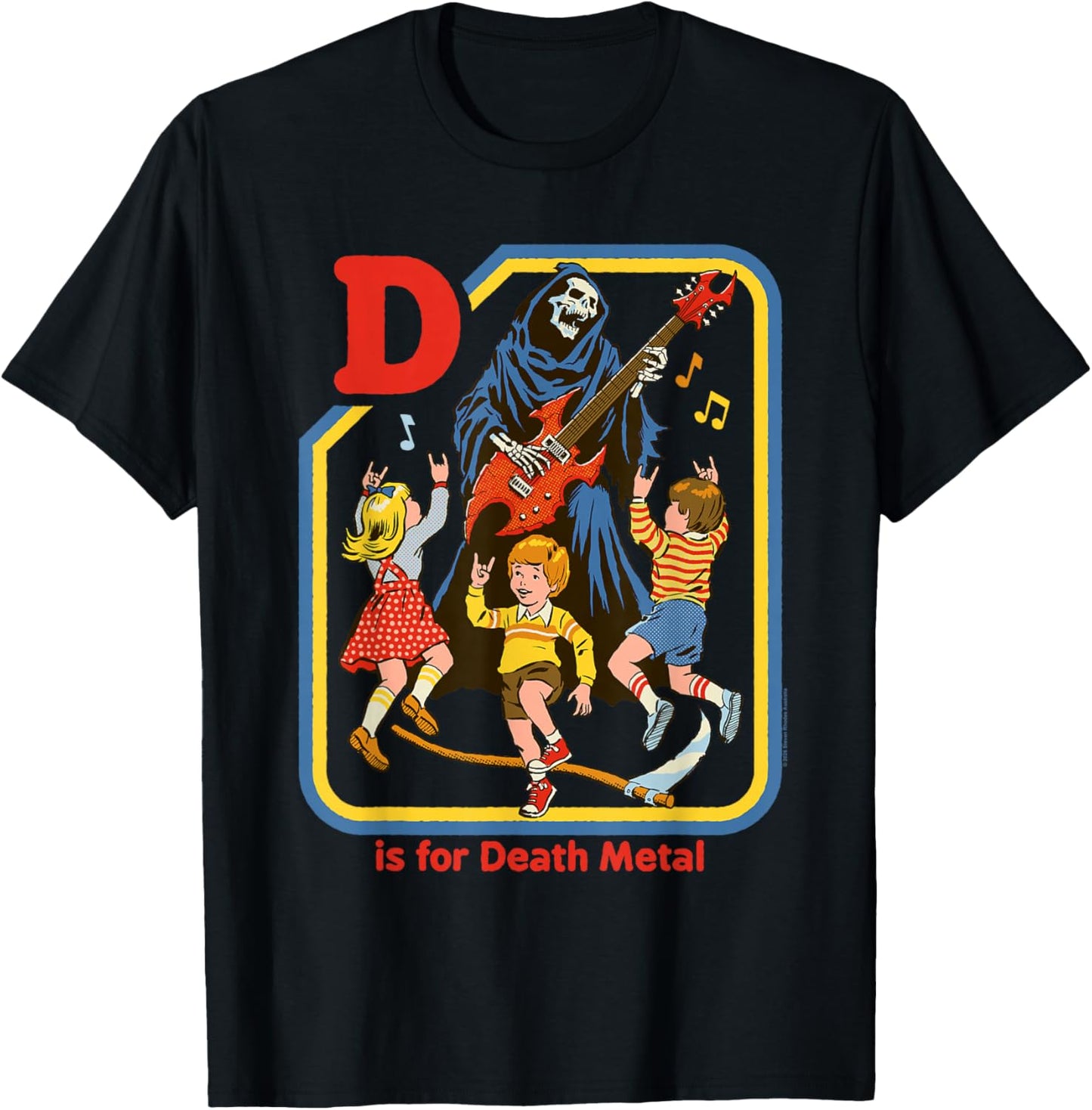 Steven Rhodes D is for Death Metal Grim Reaper Retro Humor T-Shirt - T-Shirt | Black