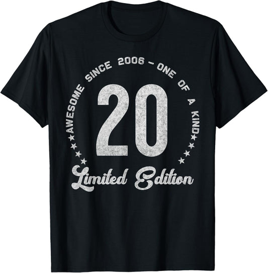 20 Year Old Gifts Vintage 2006 Limited Edition 20th Birthday T-Shirt - T-Shirt | Black