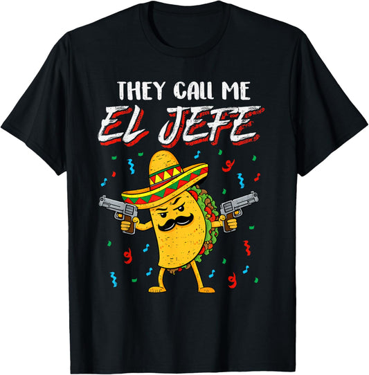 Funny El Boss Jefe Fiesta Taco Cinco De Mayo Mexican Men T-Shirt - T-Shirt | Black