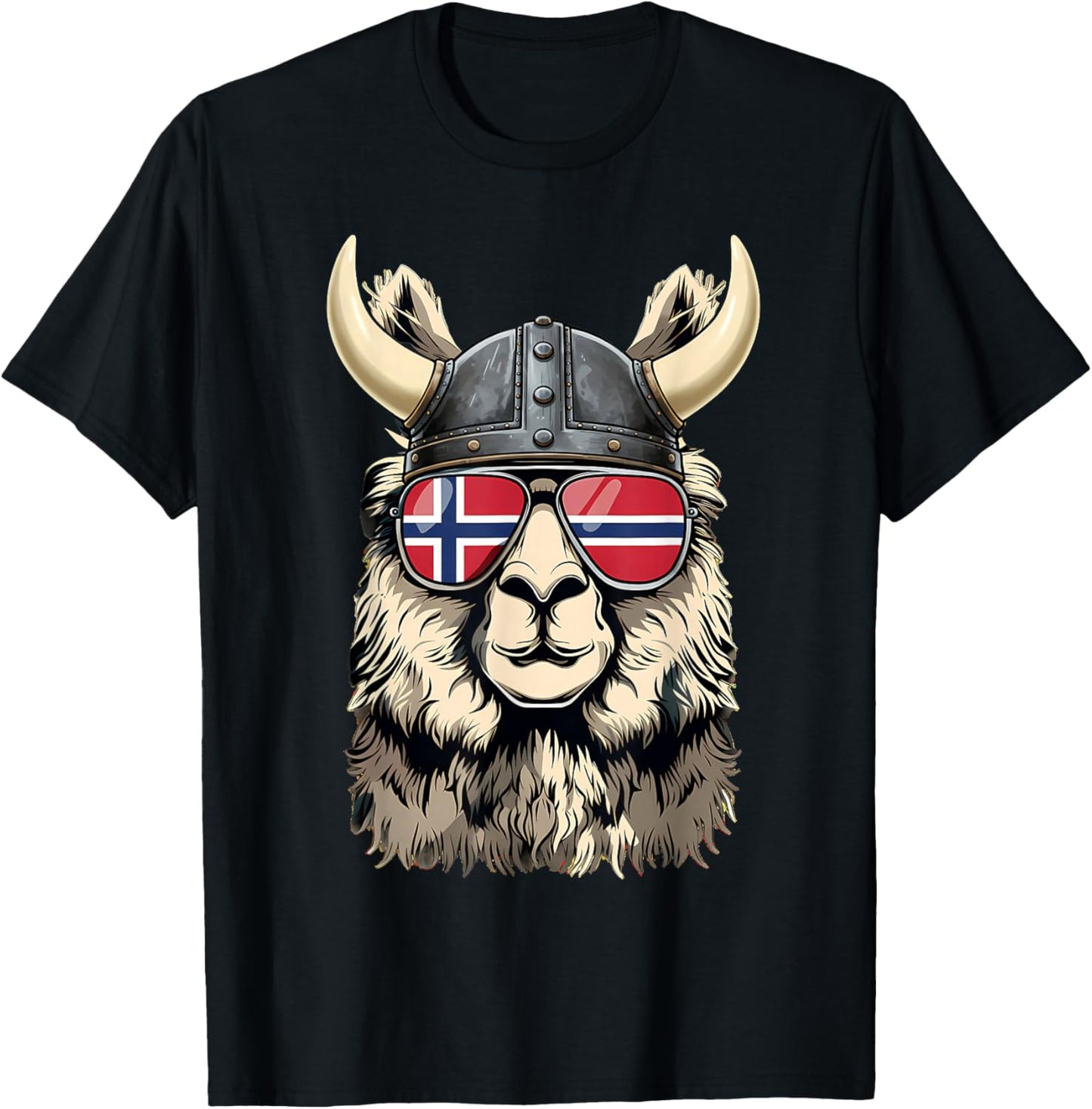 Norway Roots Llama Alapaca Norwegian Flag Norge T-Shirt - T-Shirt | Black