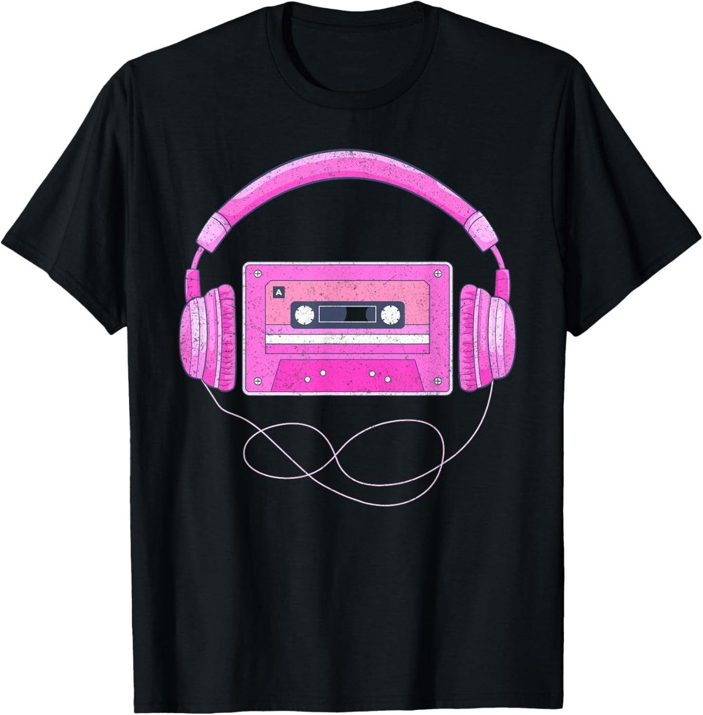 Love 80's 90's Music Retro Style Vintage Headphone Music DJ T-Shirt - T-Shirt | Black
