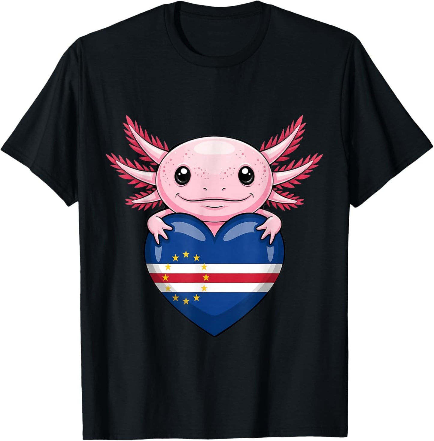 Cape Verde Roots Axolotl Cabo Verde Cape Verdean Flag T-Shirt - T-Shirt | Black