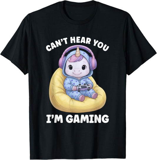 Girls Video Games Gamer Can't Hear You I'm Gaming Women T-Shirt - T-Shirt | Black