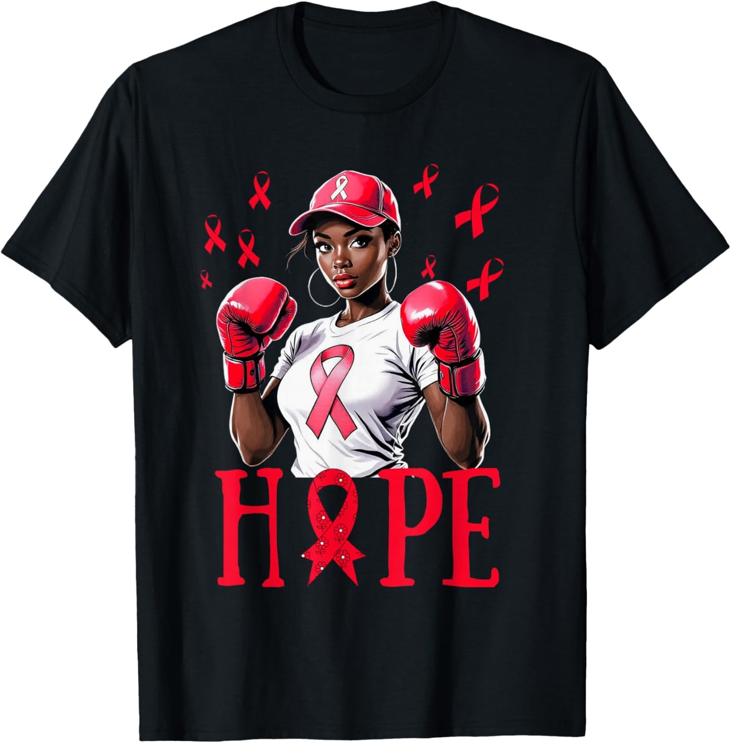 HIV Hope Red Ribbon Black African American AIDS Day T-Shirt - T-Shirt | Black