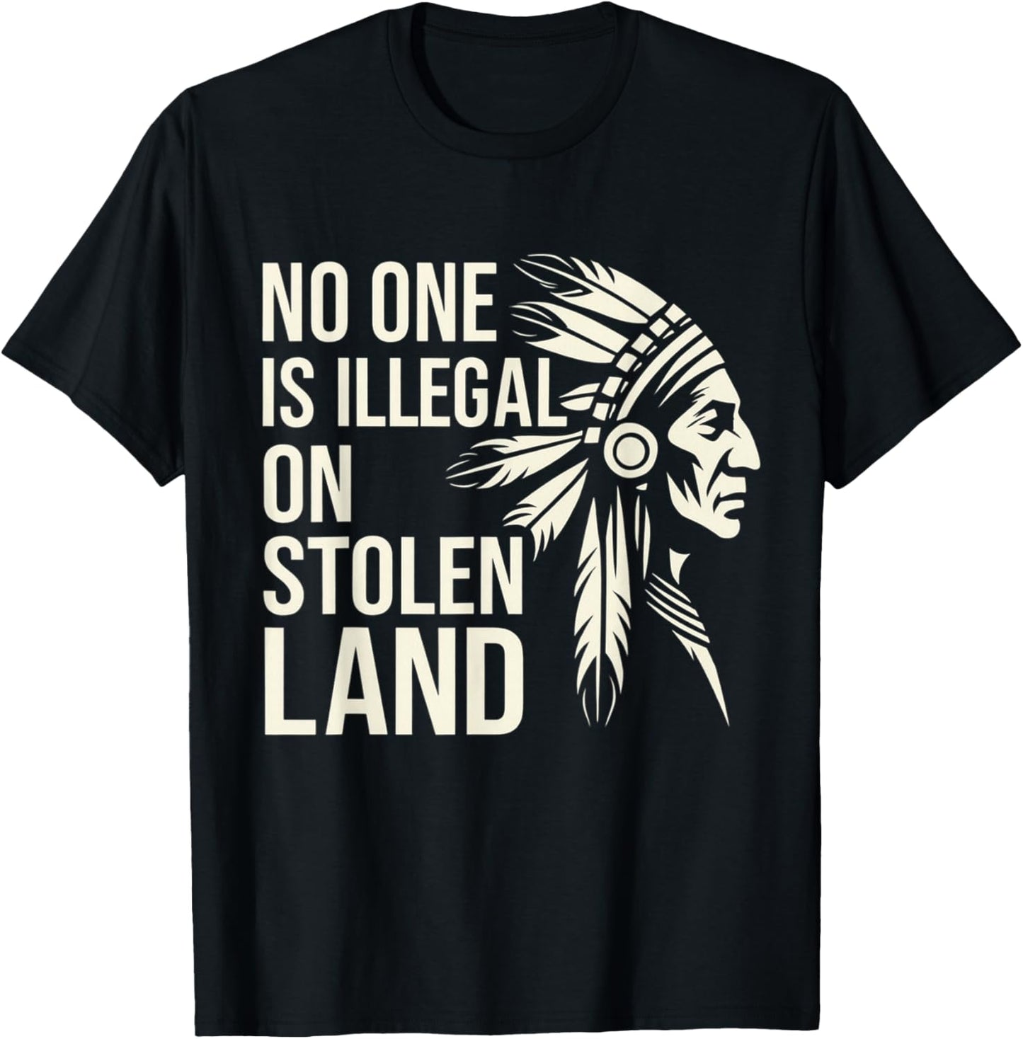 No One is Illegal On Stolen Land Native Americans Vintage T-Shirt - T-Shirt | Black
