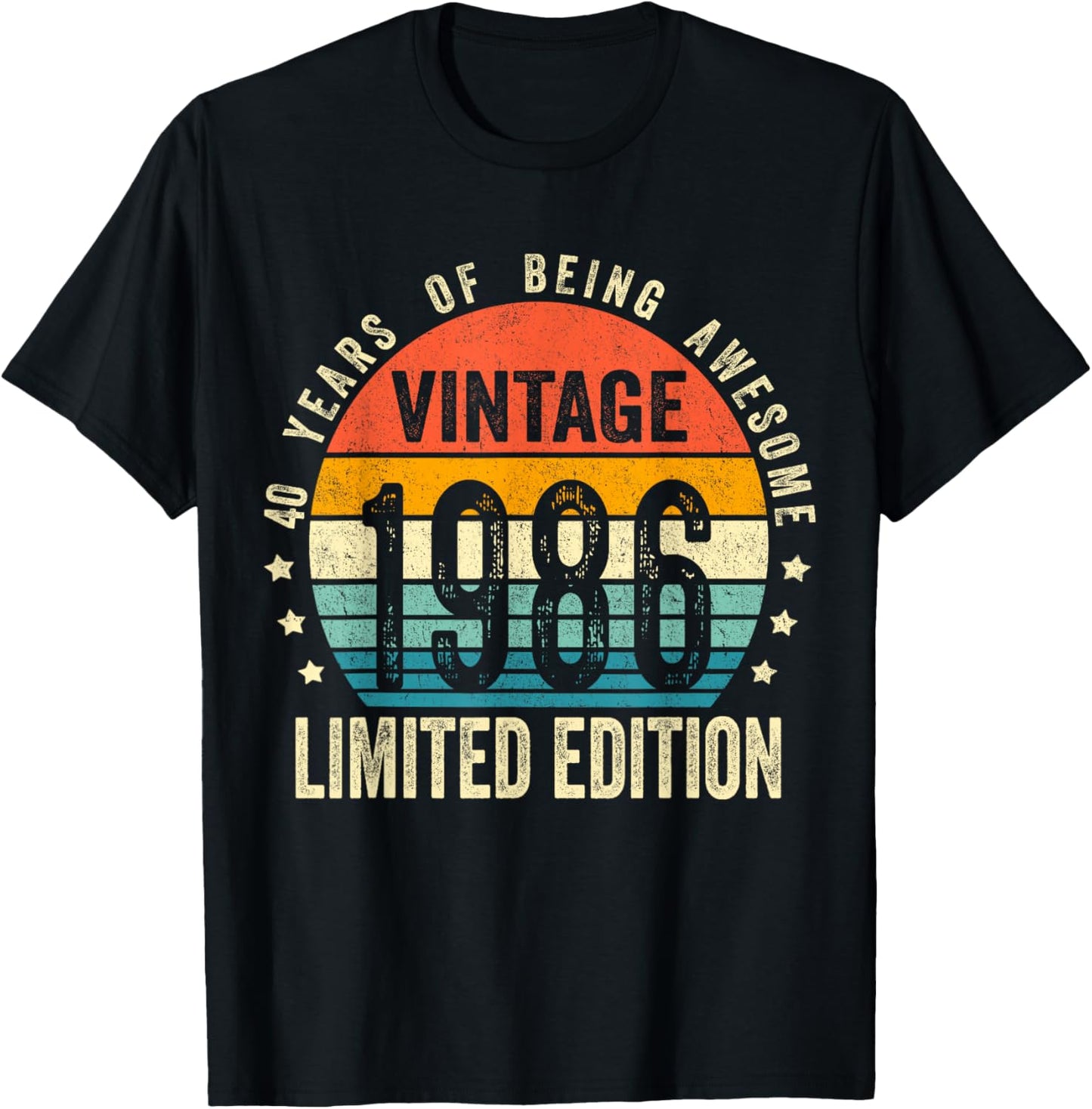 Vintage 1986 40th Birthday Gift Men Women 40 Years Old T-Shirt - T-Shirt | Black