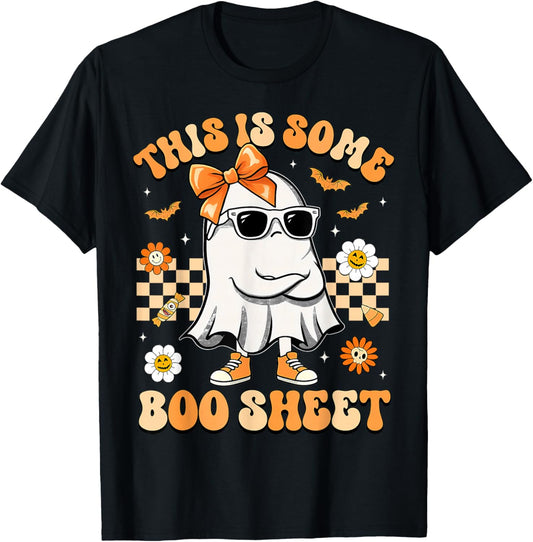 This is Some Boo Sheet Ghost Bow Halloween Women Kids Girls T-Shirt - T-Shirt | Black