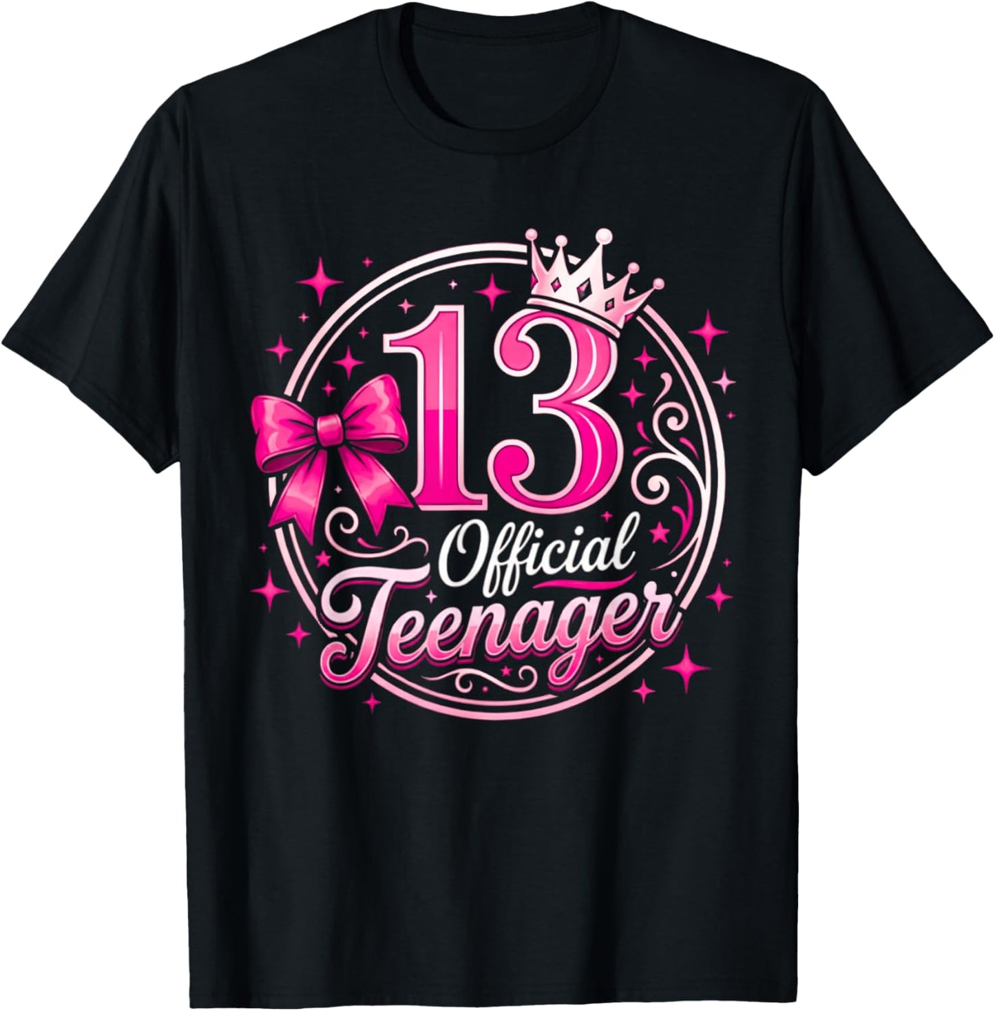 13th Birthday Girl 13 Years Old Official Teenager Birthday T-Shirt - T-Shirt | Black