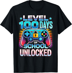 Level 100 Days of School Unlocked 100th Day of School Boys T-Shirt - T-Shirt | Black