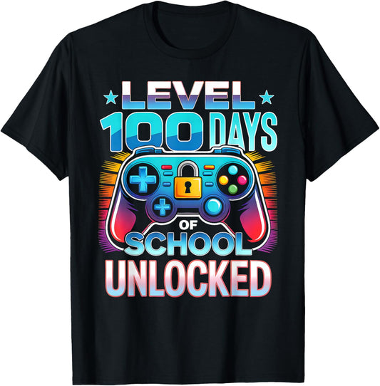 Level 100 Days of School Unlocked 100th Day of School Boys T-Shirt - T-Shirt | Black