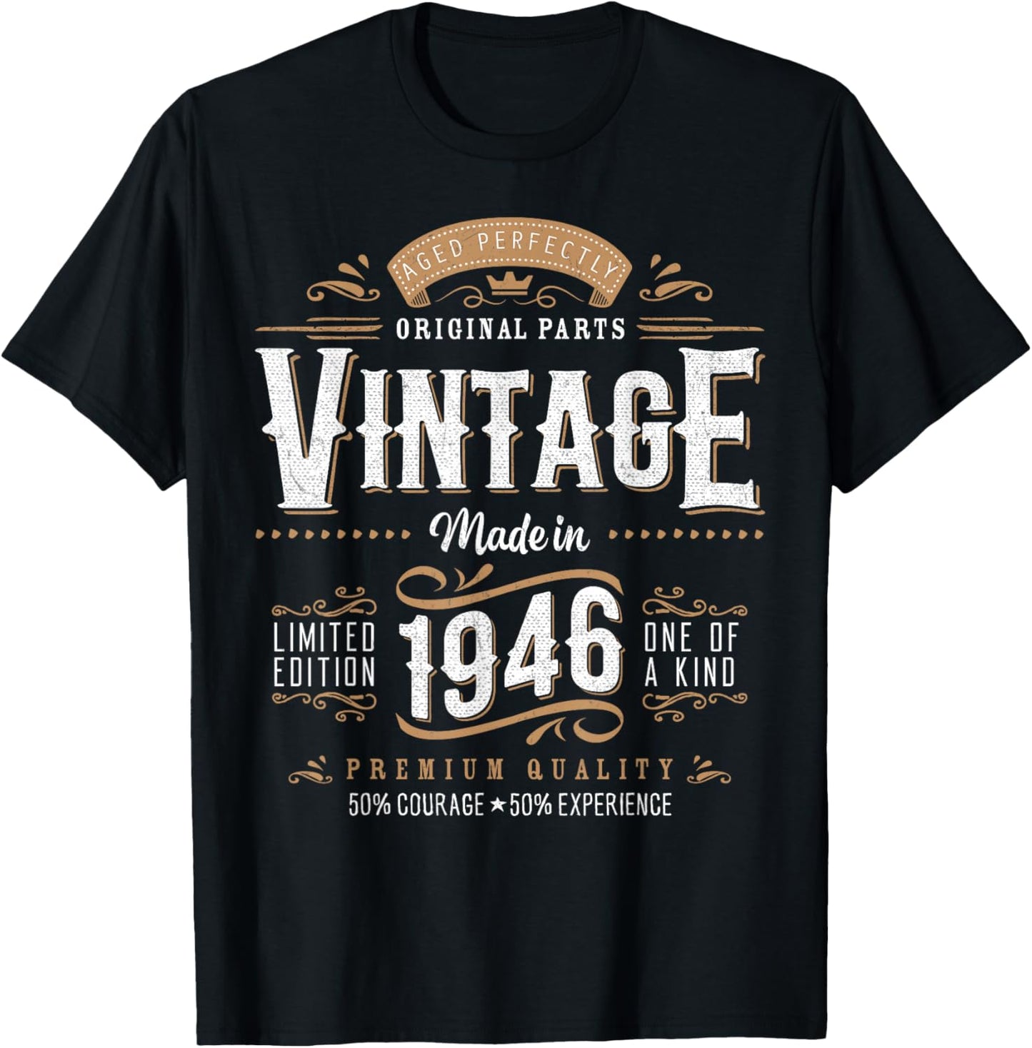 Vintage 1946 Label 80th Birthday Gift Men Women 80 Year Old T-Shirt - T-Shirt | Black