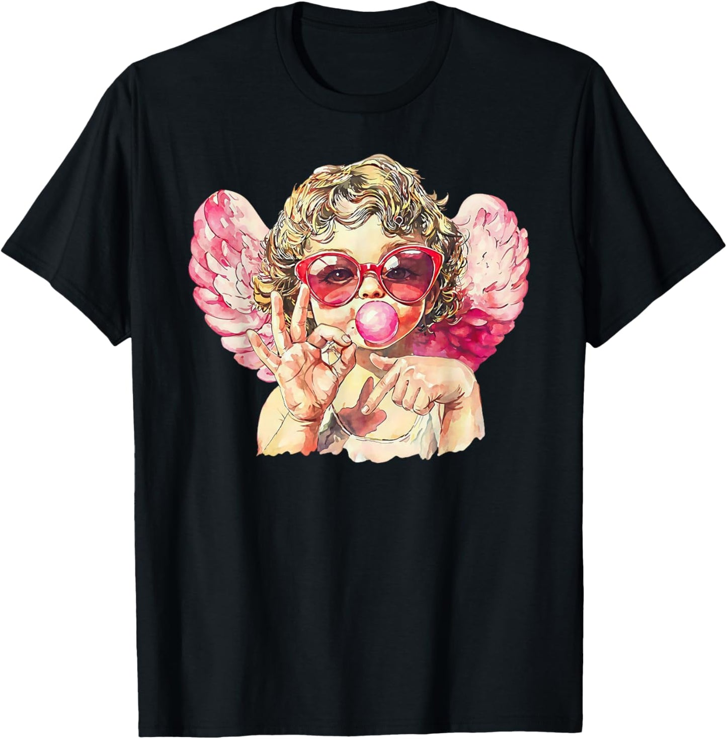 Cute Cupid 67 Trend Bubblegum Pink Valentine Art T-Shirt - T-Shirt | Black