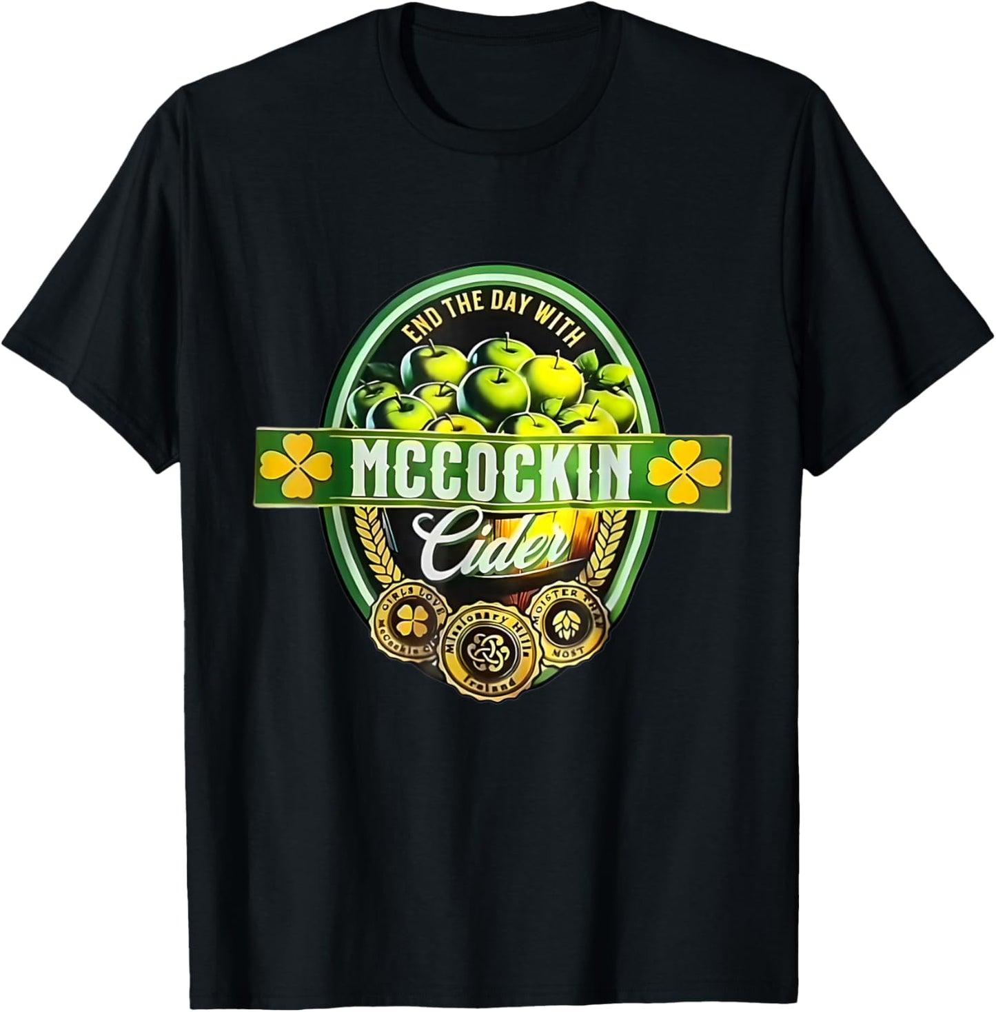 Vintage Maccockin Cider Funny St Patrick's Day T-Shirt - T-Shirt | Black
