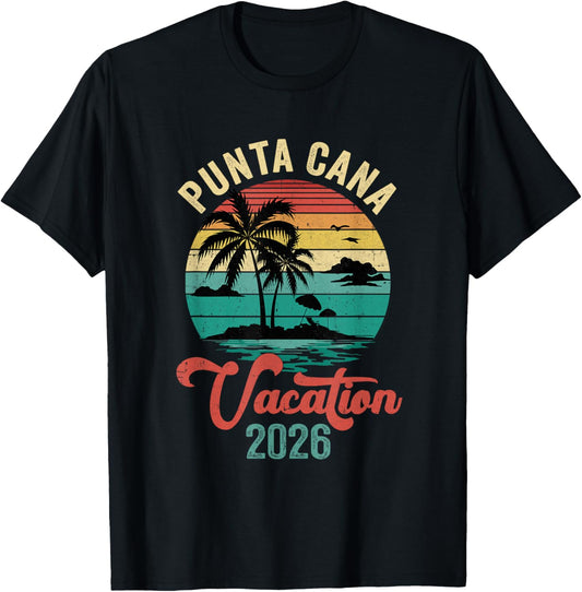Punta Cana Family Vacation 2026 Matching Dominican Republic T-Shirt - T-Shirt | Black