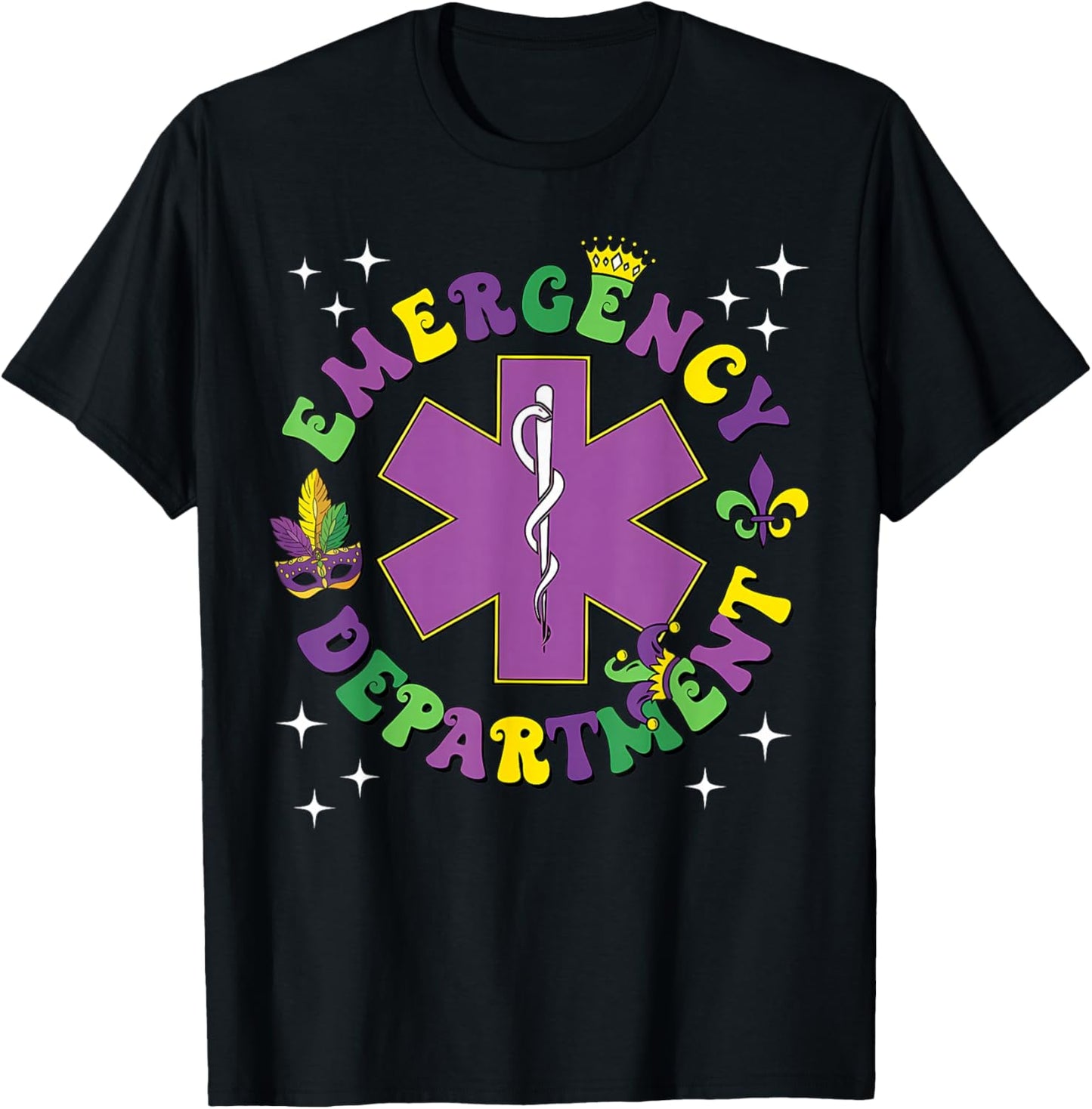 Mardi Gras Emergency Department Nurse New Orleans Nursing T-Shirt - T-Shirt | Black