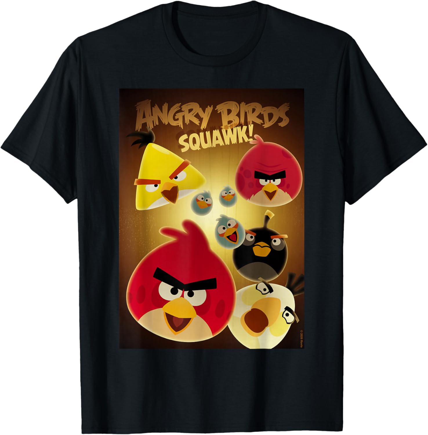 Angry Birds Group Poster Squawk T-Shirt - T-Shirt | Black