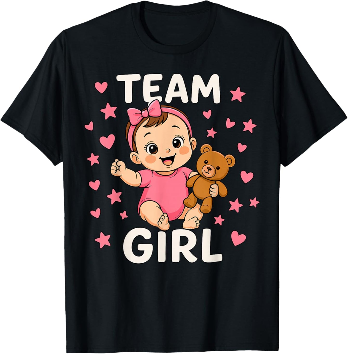 Team Girl Gender Reveal Baby Announcement T-Shirt - T-Shirt | Black