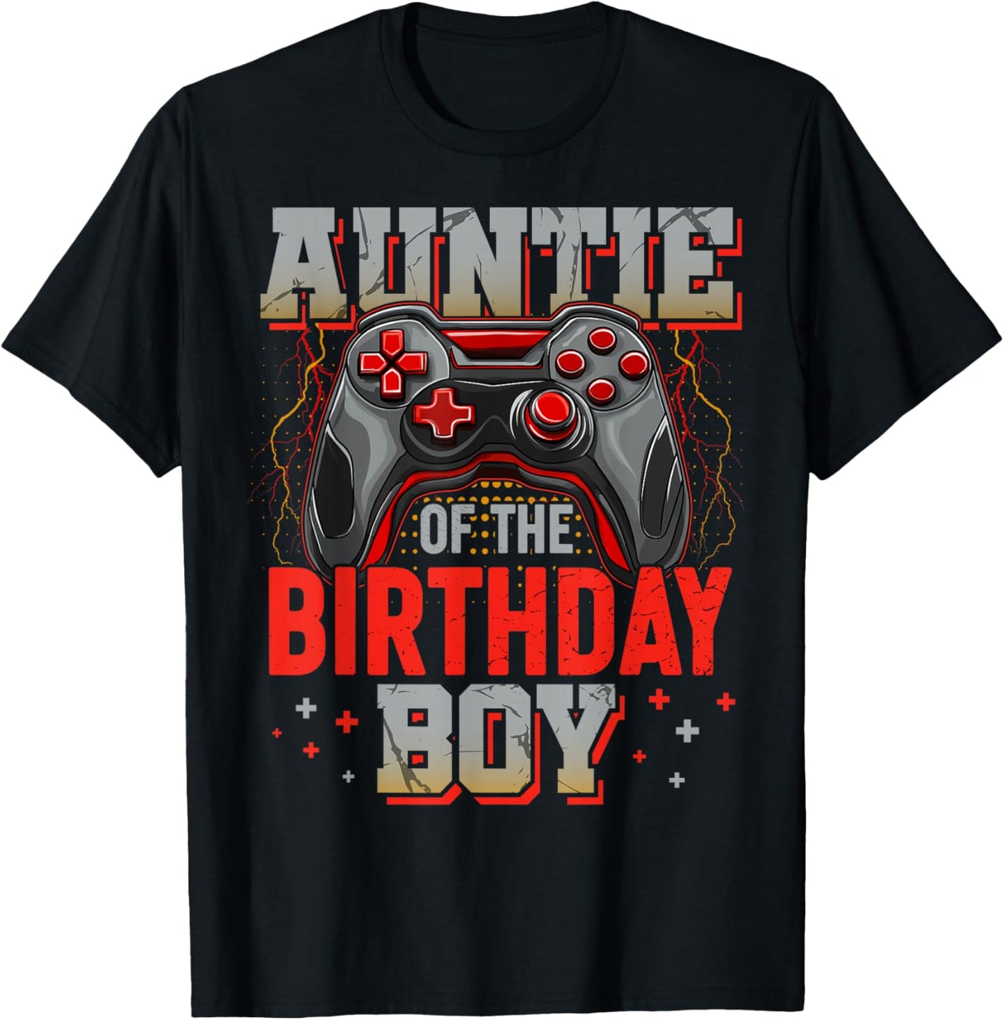 Auntie of The Birthday Boy Video Gamer Matching Birthday T-Shirt - T-Shirt | Black