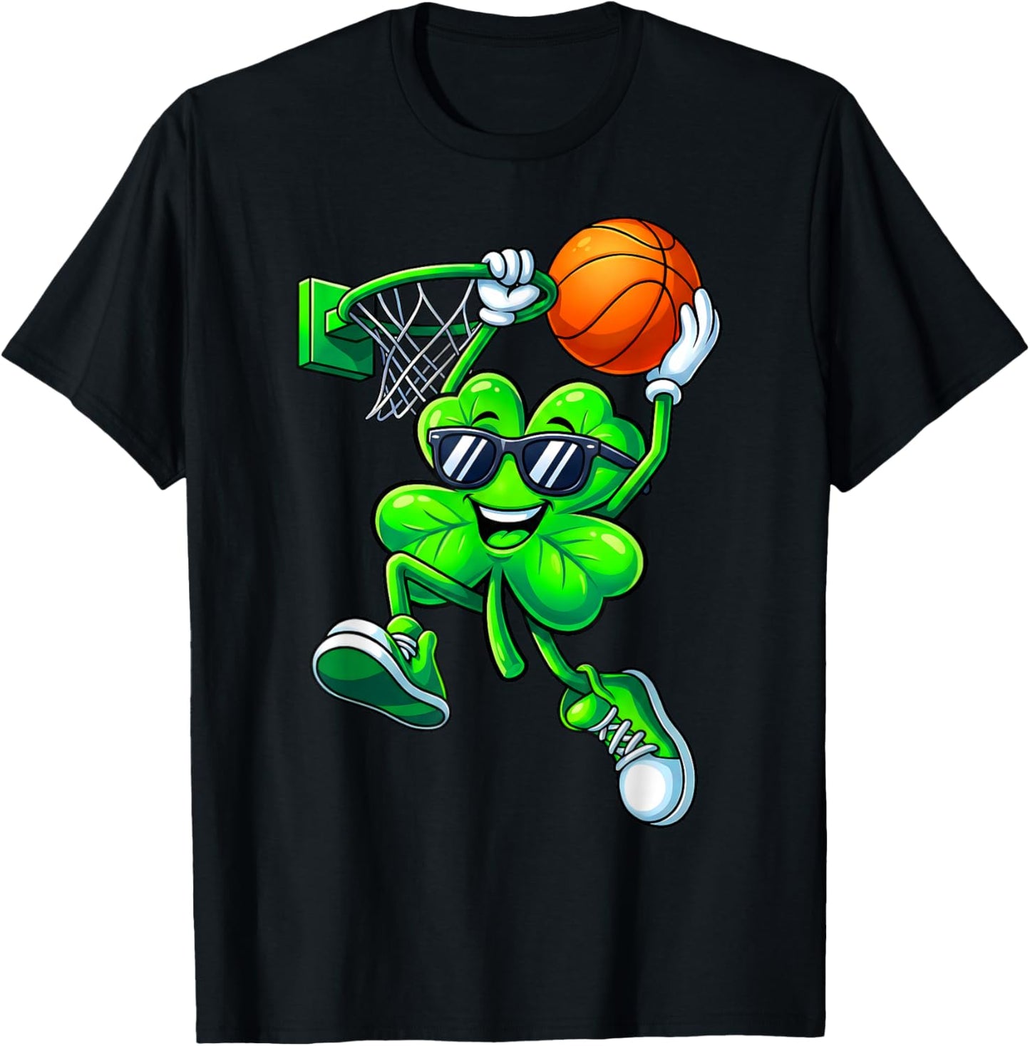 Shamrock Basketball Irish St Patricks Men Boy Kid Apparel T-Shirt - T-Shirt | Black