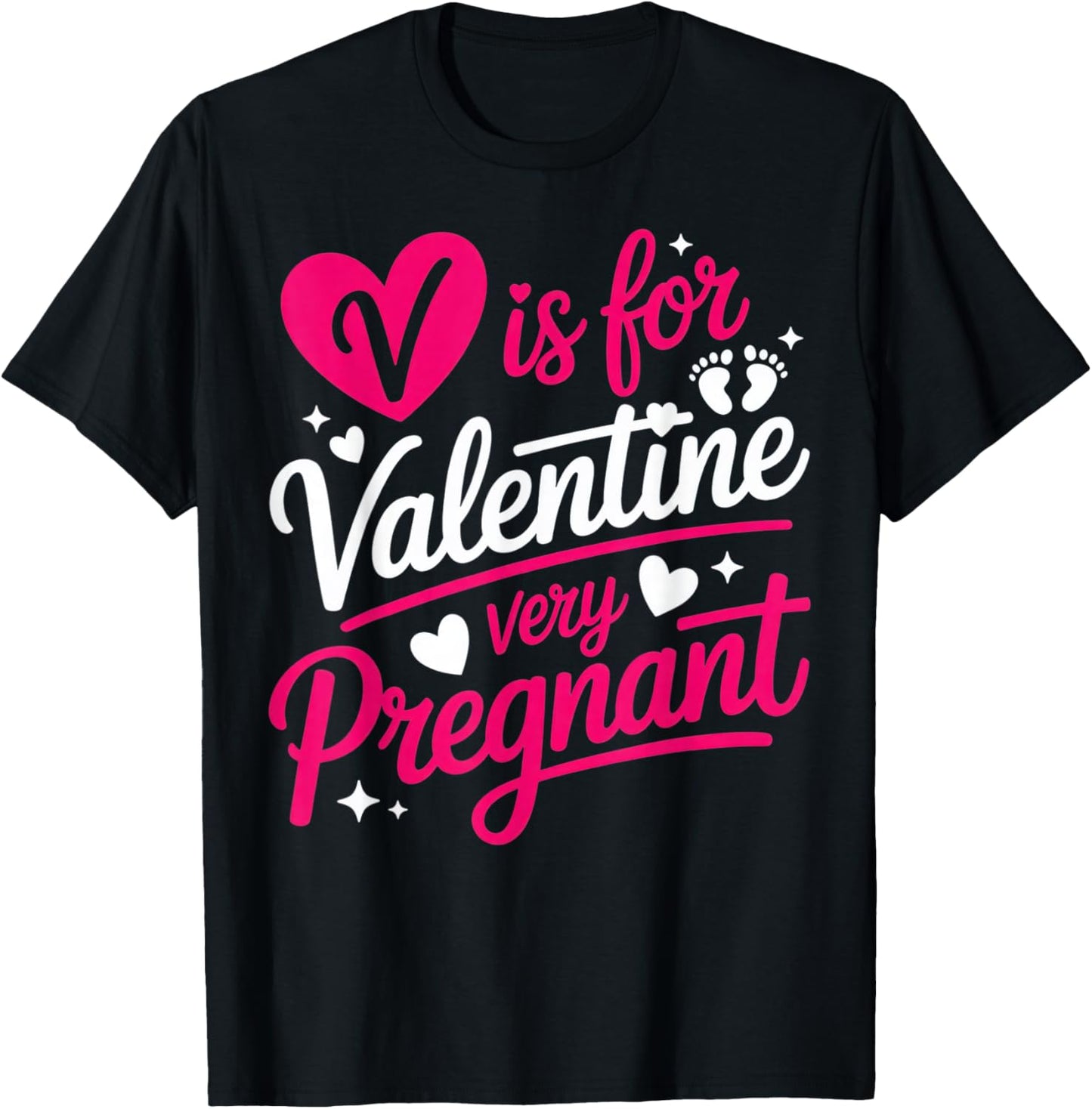 V is for Valentine Very Pregnant Maternity Humor Valentine's T-Shirt - T-Shirt | Black