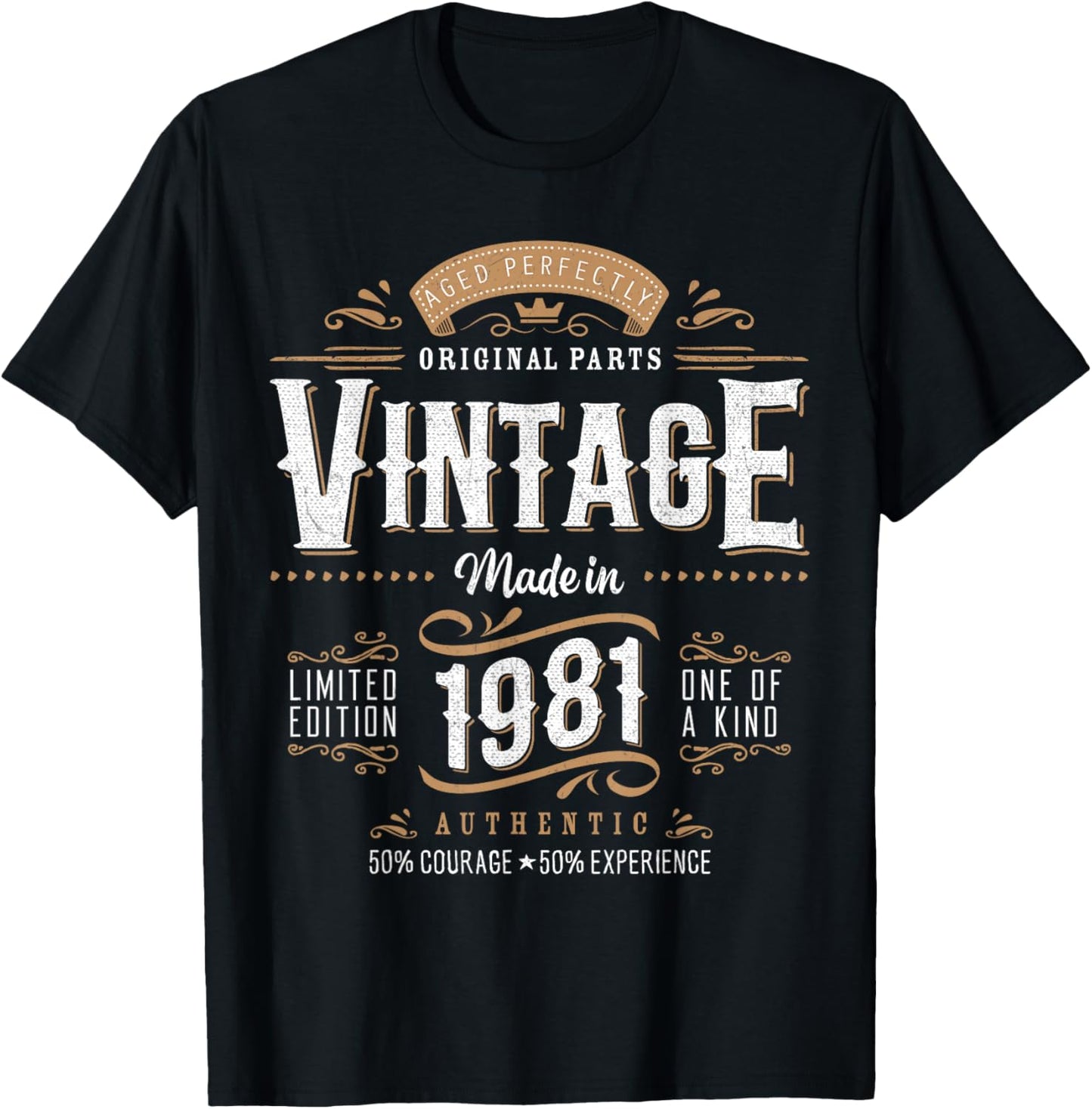 Vintage 1981 Dual Sided 45th Birthday 45 Years Old T-Shirt - T-Shirt | Black