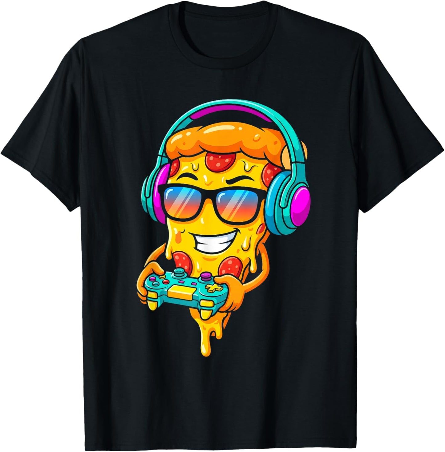 Gamer Pizza Slice Video Gaming Boy Enthusiast Gamer Teen T-Shirt - T-Shirt | Black