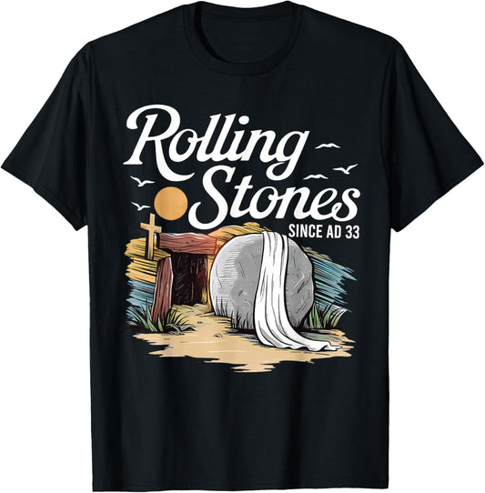 The Stone was Rolled Away He is Alive Retro Christian Easter T-Shirt - T-Shirt | Black