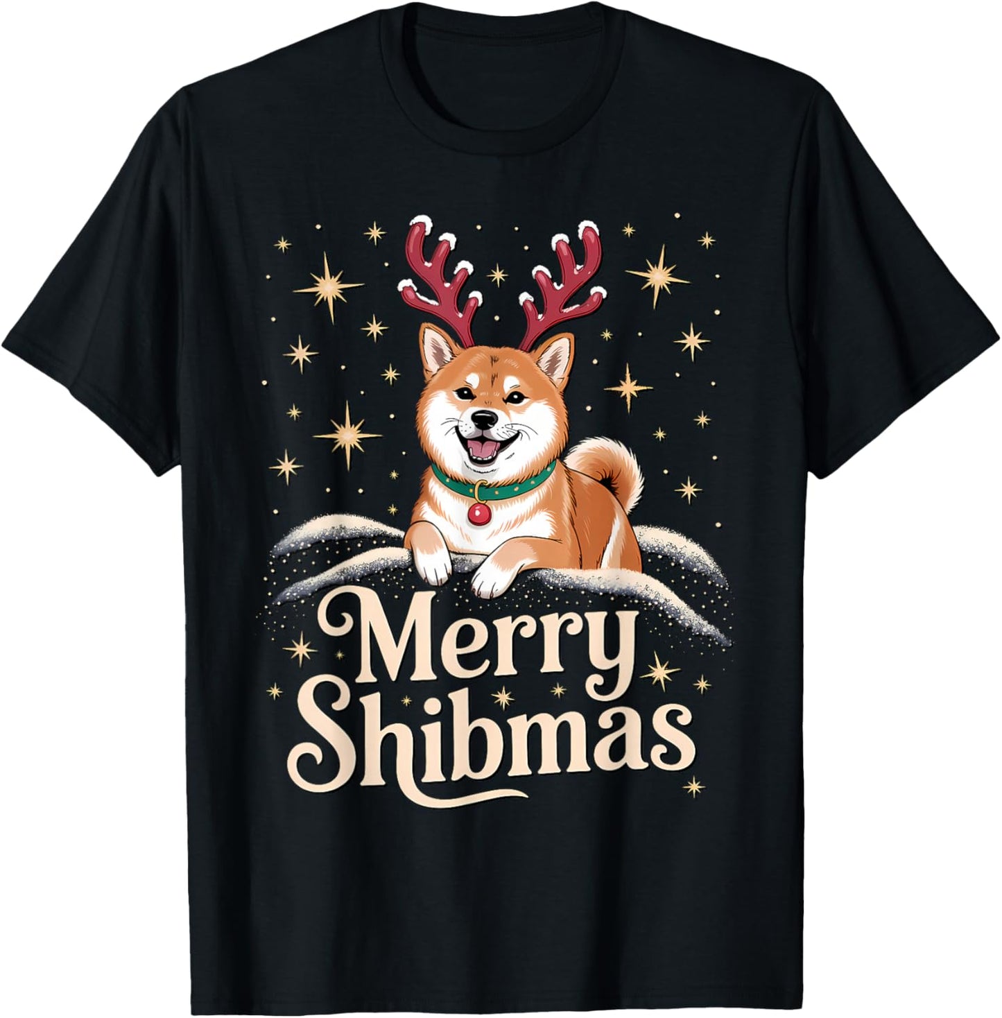 Merry Shibmas – Funny Shiba Inu Christmas T-Shirt - T-Shirt | Black