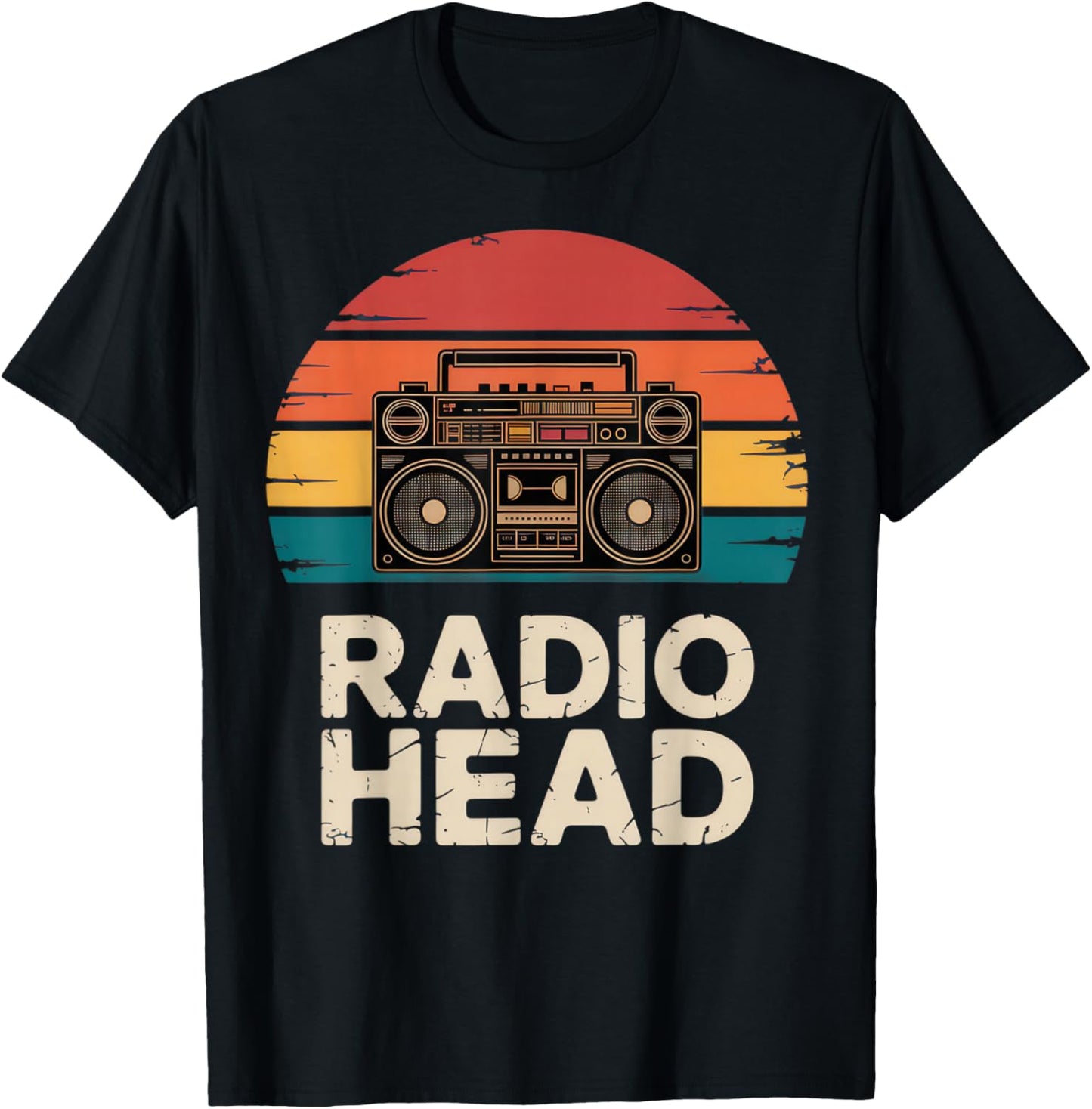 Radio Head Enthusiasts Boombox Lovers Vintage Music Vibes T-Shirt - T-Shirt | Black