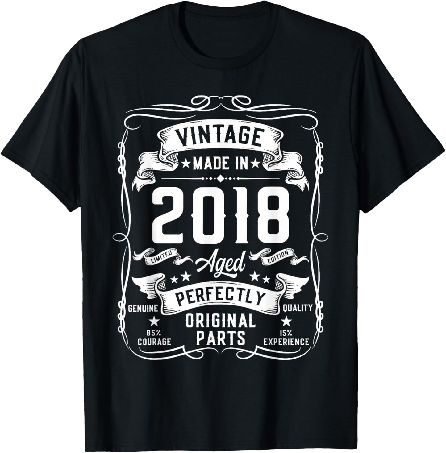 Vintage 2018 8yr 8th Birthday Gifts Boys Girls 8 Year Old T-Shirt - T-Shirt | Black