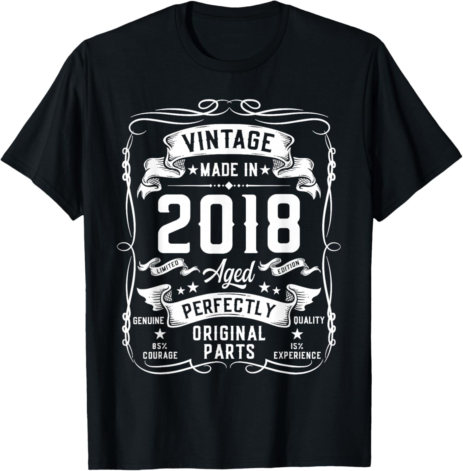 Vintage 2018 8yr 8th Birthday Gifts Boys Girls 8 Year Old T-Shirt - T-Shirt | Black