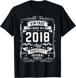 Vintage 2018 8yr 8th Birthday Gifts Boys Girls 8 Year Old T-Shirt - T-Shirt | Black