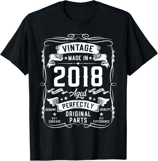 Vintage 2018 8yr 8th Birthday Gifts Boys Girls 8 Year Old T-Shirt - T-Shirt | Black