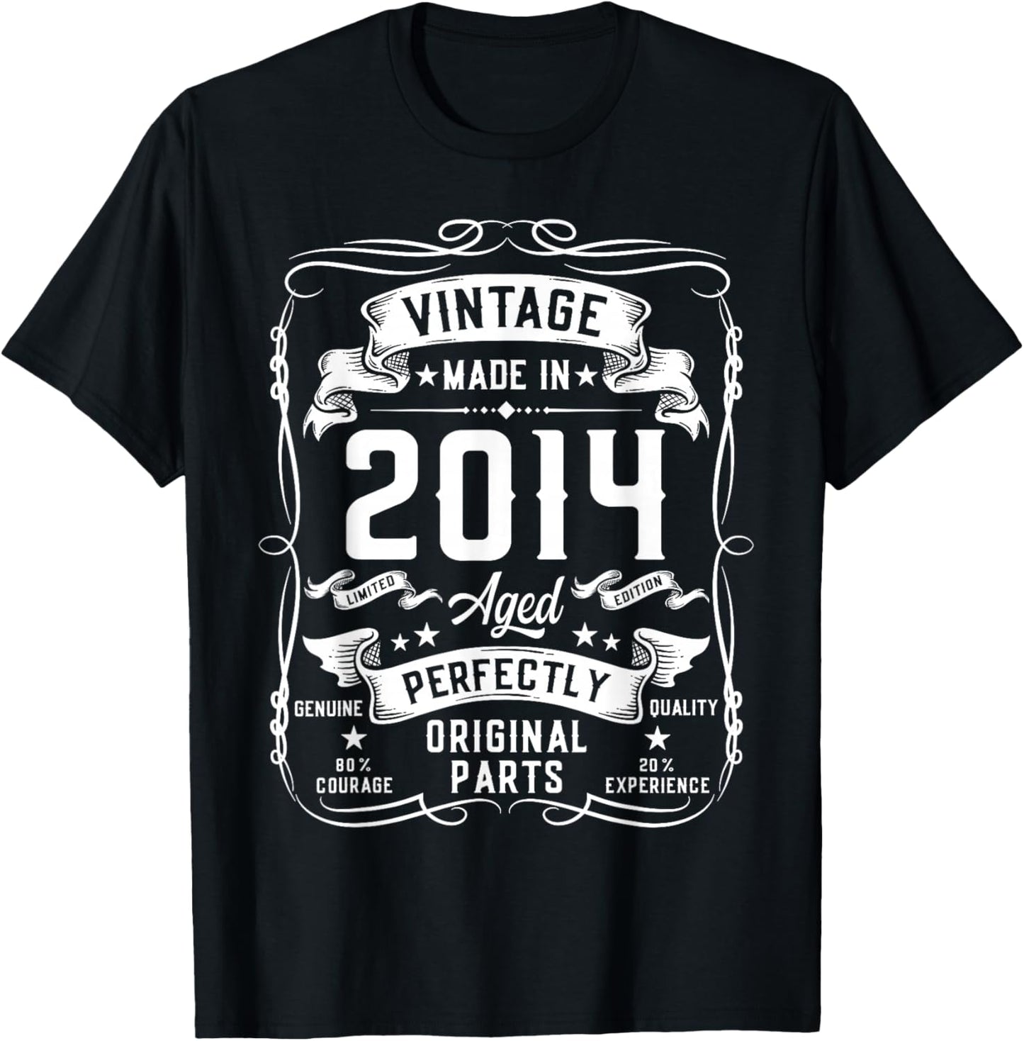 Vintage 2014 12yr 12th Birthday Gifts Boys Girls 12 Year Old T-Shirt - T-Shirt | Black