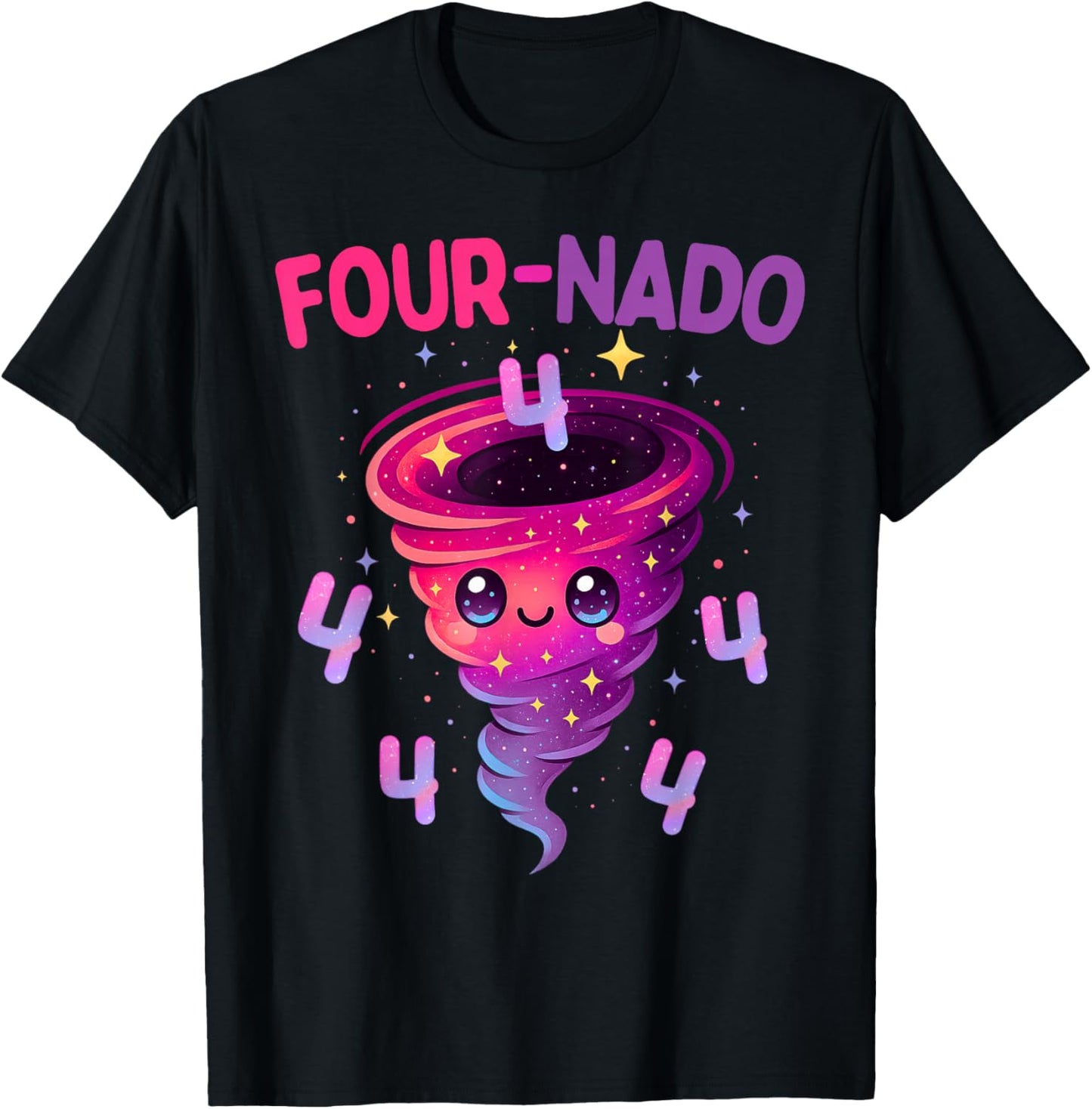 Four Nado Warning 4th Birthday Cute Tornado Themed Kids T-Shirt - T-Shirt | Black