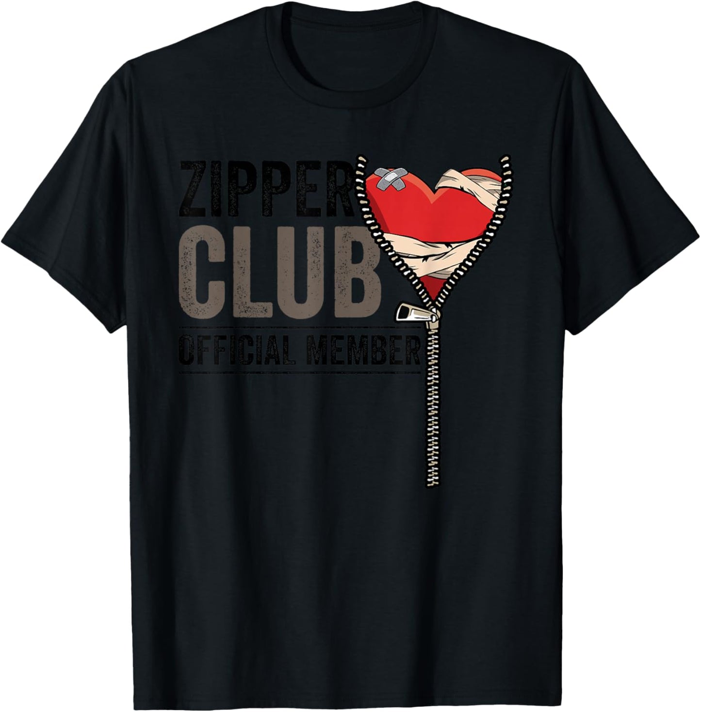 Open Heart Surgery Survivor Zipper Club Member Get Well Gift T-Shirt - T-Shirt | Black