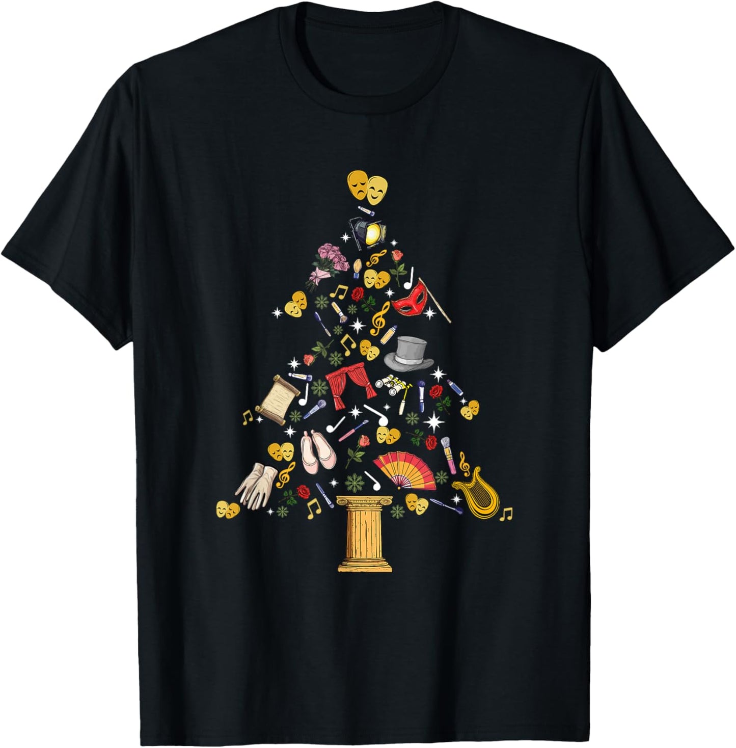 Theatre Christmas Tree Men Women Kids Funny Theatre T-Shirt - T-Shirt | Black