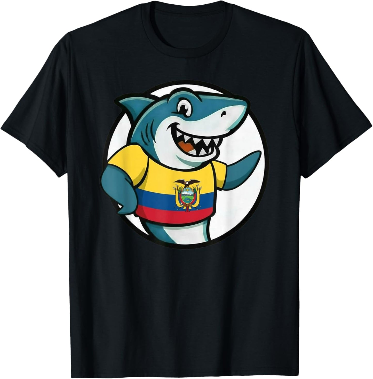 Ecuador Flag Shark Funny Ecuadorian T-Shirt - T-Shirt | Black