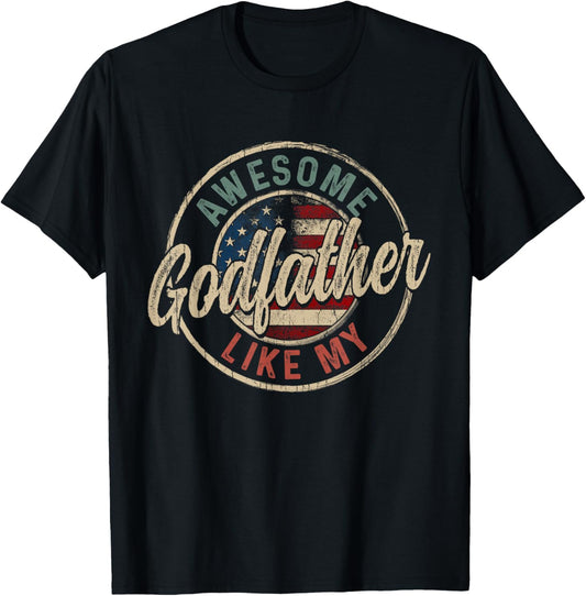 Awesome Like My Godfather Vintage Retro Funny Parent T-Shirt - T-Shirt | Black