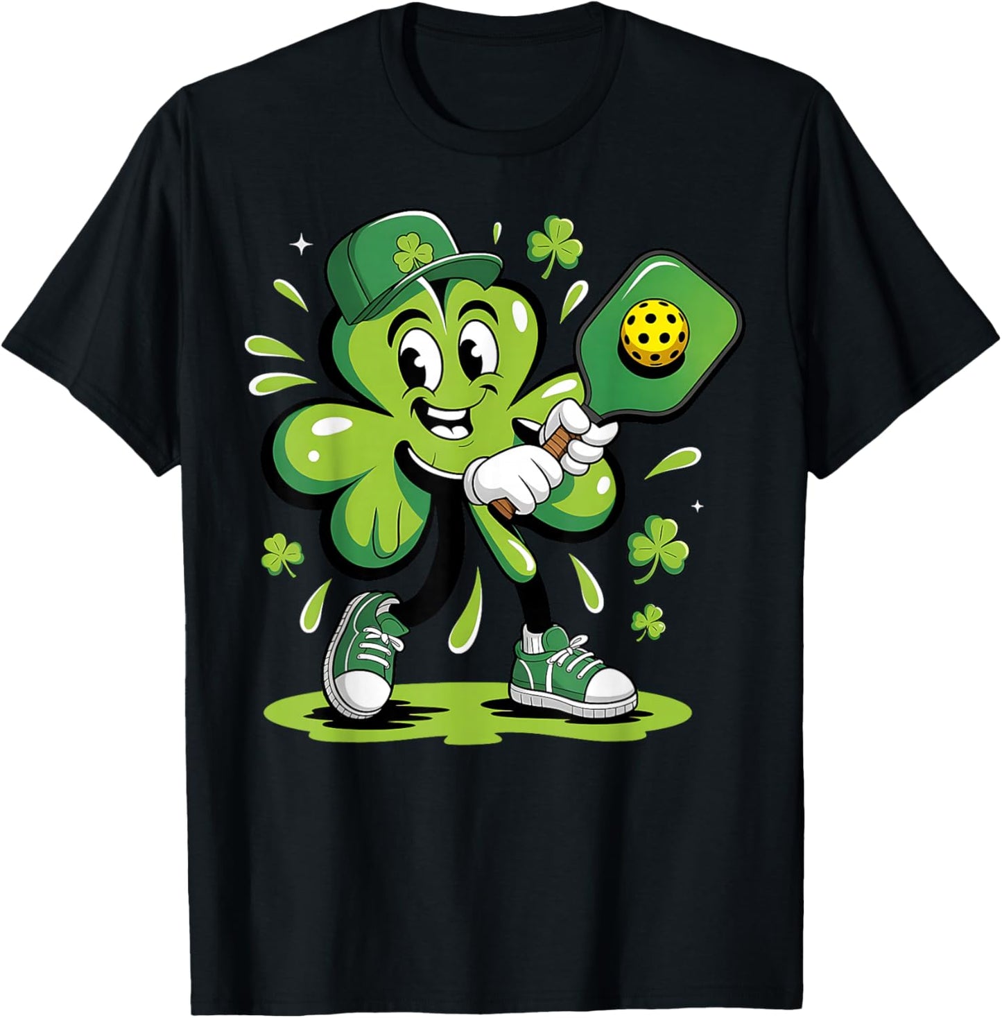 St Patricks Day Pickleball Saint Pattys Irish Men Women Kids T-Shirt - T-Shirt | Black