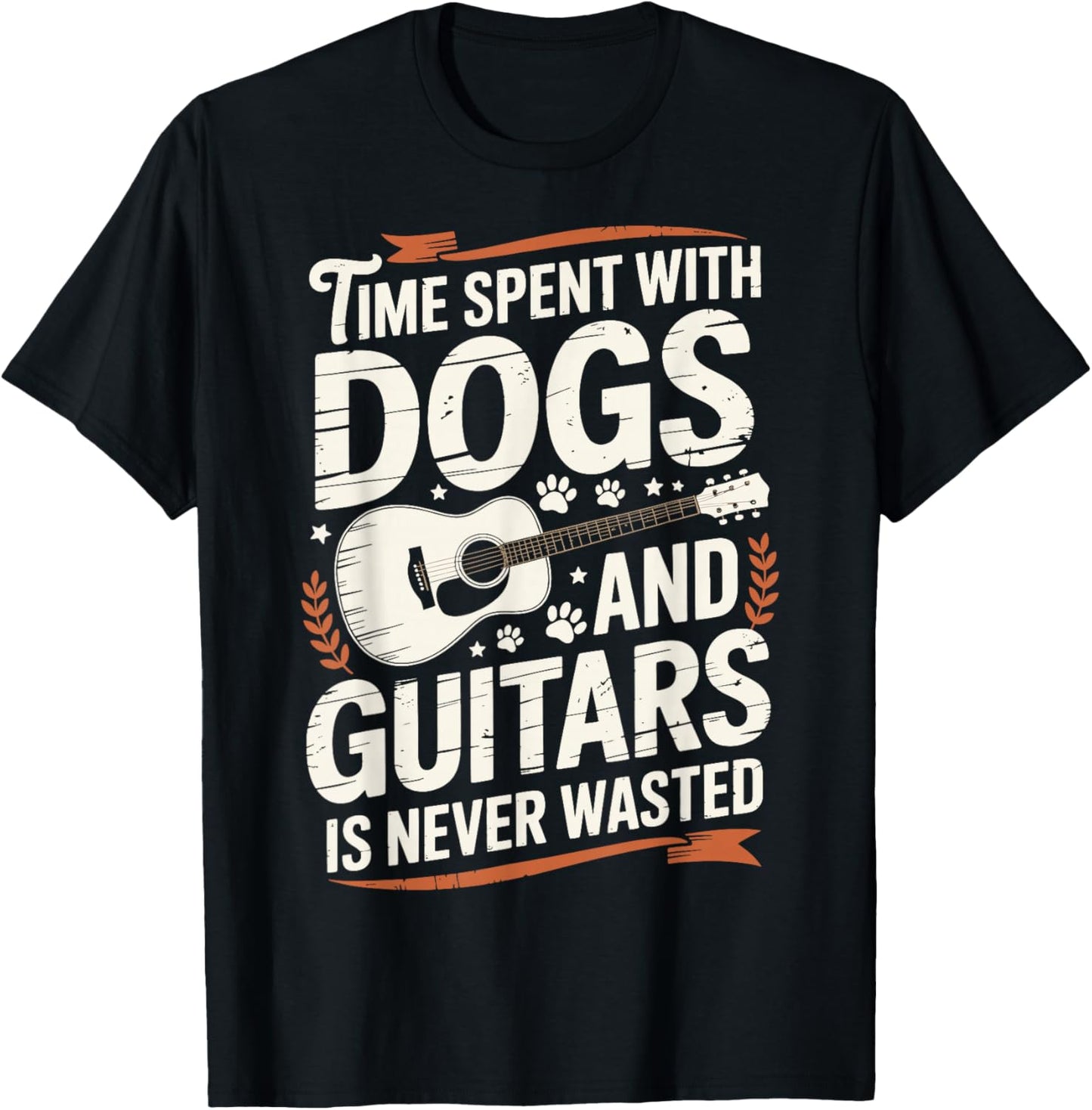 Time Spent with Dogs and Guitars is Never Wasted T-Shirt - T-Shirt | Black