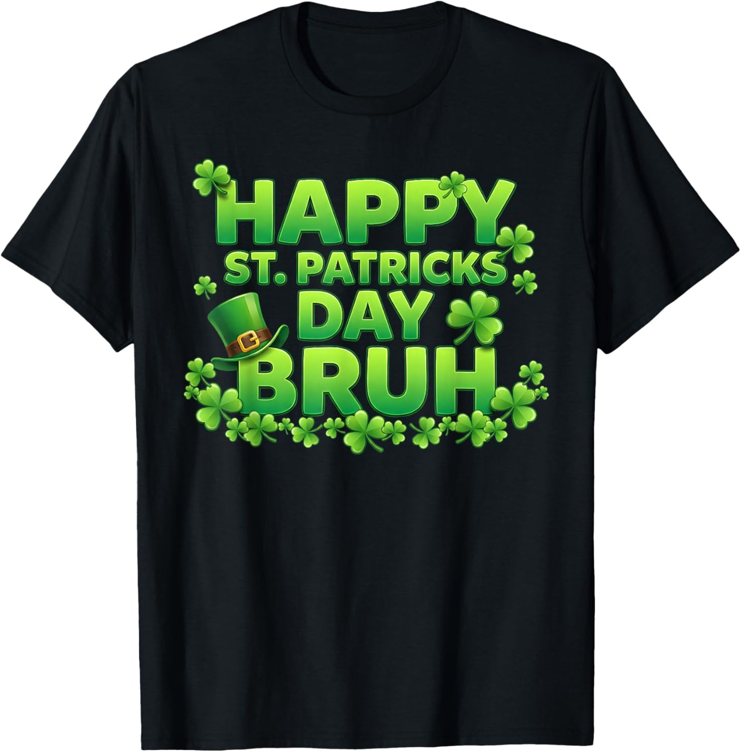 Bruh St Patricks Day Teens Boys Kids Funny Paddy's Day Irish T-Shirt - T-Shirt | Black