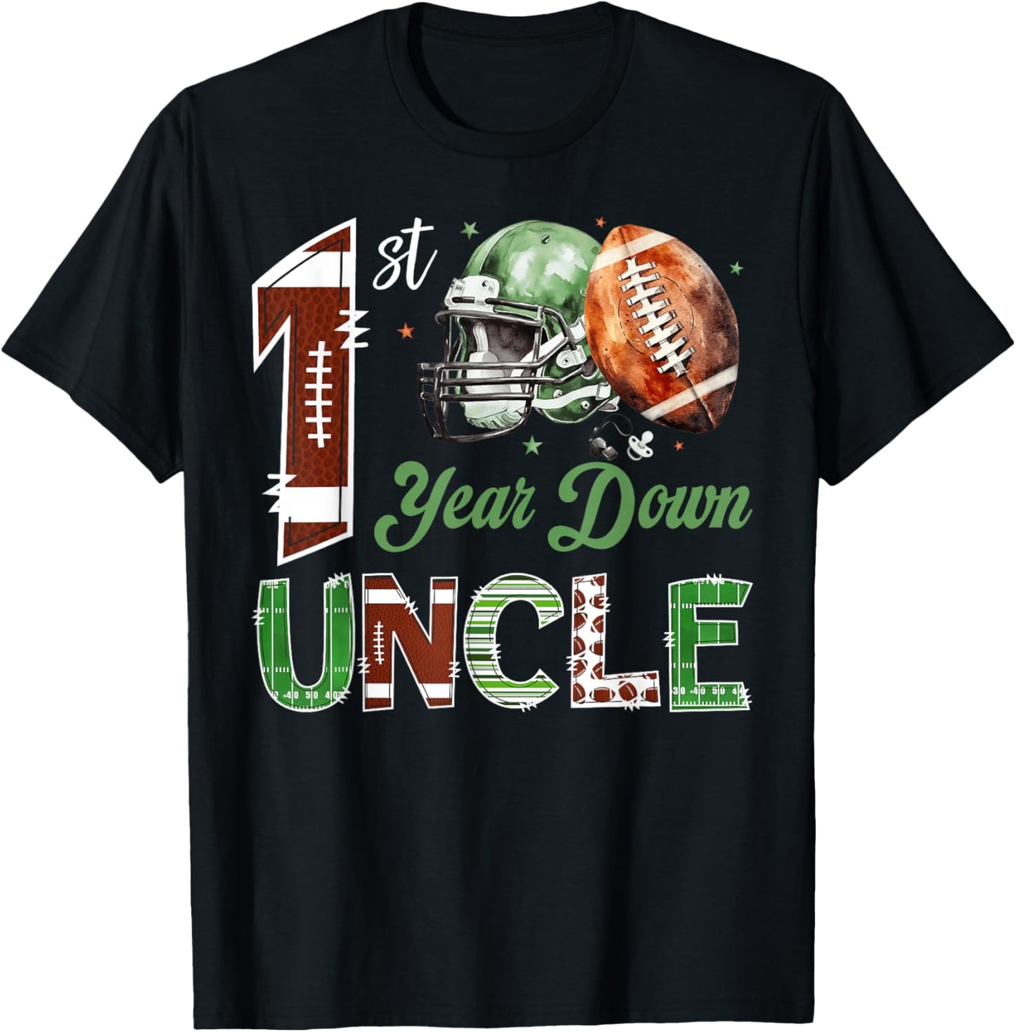 Uncle of The 1 Year Old Football 1st Birthday Boy Party T-Shirt - T-Shirt | Black