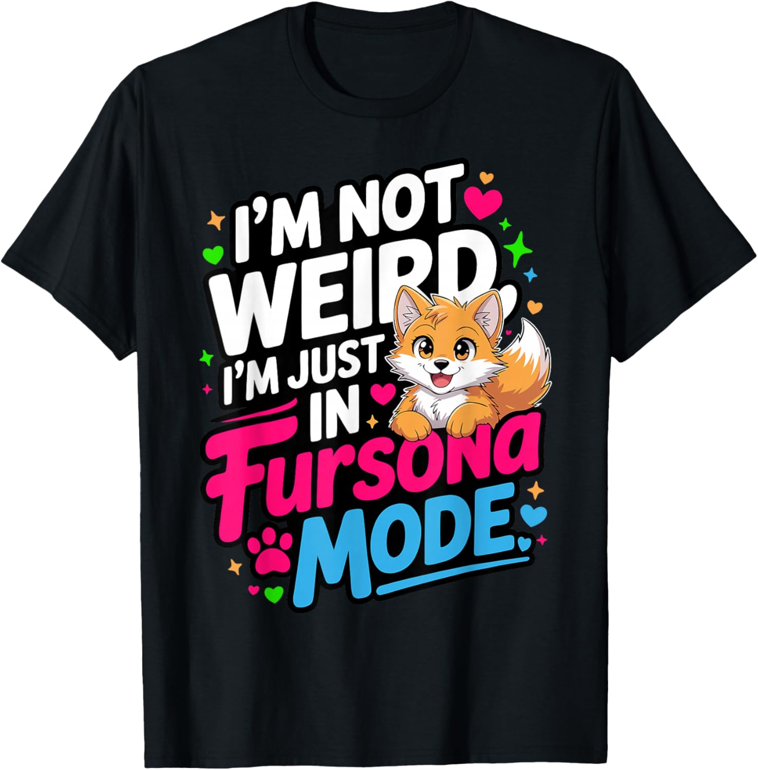 Cute Furry Fandom Anthropomorphic Animal Fursonas T-Shirt - T-Shirt | Black