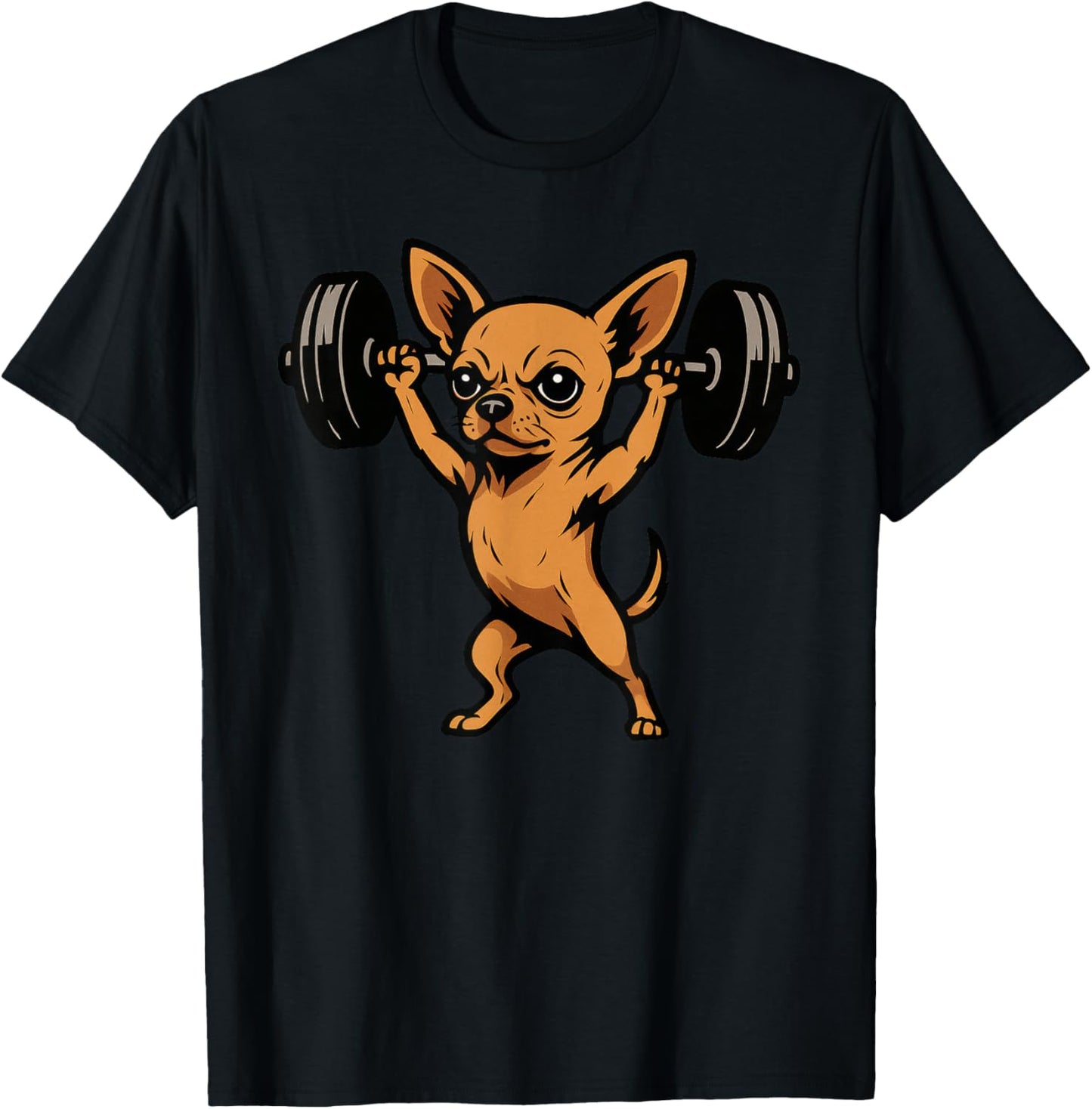 Chihuahua Dog Powerlifting Weightlifting Gym Workout T-Shirt - T-Shirt | Black