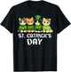 Cute Catricks St Patricks Day Cats Saint Women Girls Kids T-Shirt - T-Shirt | Black