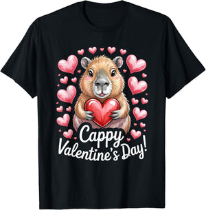 Cappy Valentine’s Day Cute Capybara Heart Design T-Shirt - T-Shirt | Black